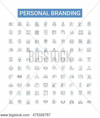 Personal Branding Outline Icons Collection. Self-promotion, Identity, Recognition, Reputation, Image