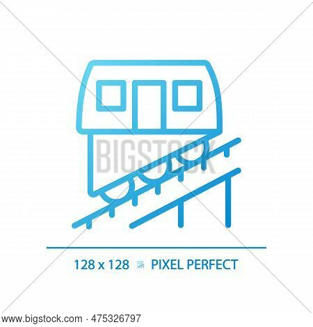 Funicular Pixel Perfect Gradient Linear Vector Icon. Cable Railway System. Public Transport. Urban T