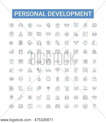 Personal Development Outline Icons Collection. Growth, Learning, Self-improvement, Goals, Reflection