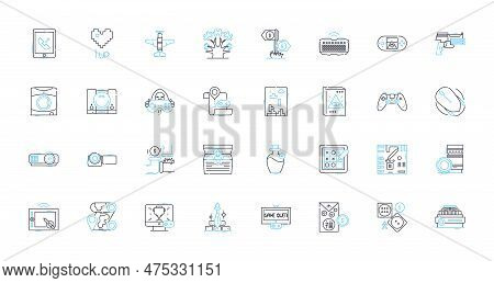 Gaming Industry Linear Icons Set. Console, Controller, Esports, Multiplayer, Online, Platform, Quest