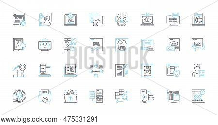 Web Computing Linear Icons Set. Browser, Html, Javascript, Css, Server, Database, Api Line Vector An