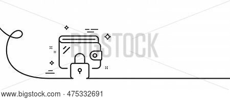 Wallet Line Icon. Continuous One Line With Curl. Money Purse With Lock Sign. Cash Budget Symbol. Wal