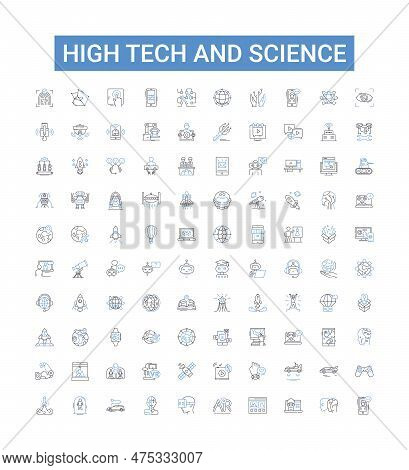 High Tech And Science Outline Icons Collection. Tech, Science, High-tech, Artificial, Intelligence, 