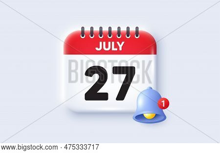27th Day Of The Month Icon. Calendar Date 3d Icon. Event Schedule Date. Meeting Appointment Time. 27