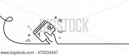 Wallet Line Icon. Continuous One Line With Curl. Hand Hold Money Purse Sign. Cash Budget Symbol. Wal