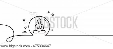 Yoga Line Icon. Continuous One Line With Curl. Meditation Pose Sign. Relax Body And Mind Symbol. Yog