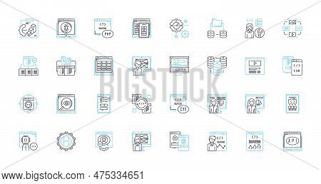 Developer Linear Icons Set. Code, Debug, Build, Design, Innovate, Program, Collaborate Line Vector A