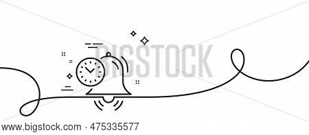 Time Management Line Icon. Continuous One Line With Curl. Alarm Clock Sign. Watch Symbol. Time Manag