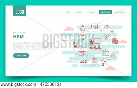 Hrm Human Resource Management Concept With Circle Icon For Website Template Or Landing Page Banner H