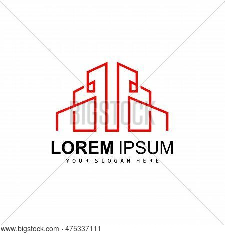House Logo, Building Furniture Design, Construction Vector, Property Brand Icon, Real Estate, Housin