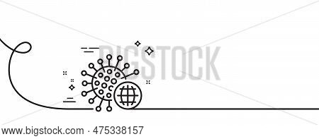 Coronavirus Pandemic Line Icon. Continuous One Line With Curl. Covid-19 Global Virus Sign. Corona Vi