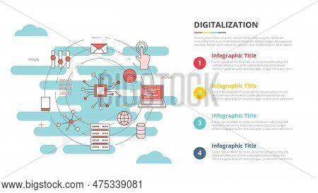 Digitalization Concept For Infographic Template Banner With Four Point List Information Vector Illus