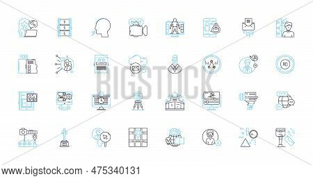 Print Media Linear Icons Set. Typography, Layout, Ink, Press, Newspaper, Magazine, Publication Line 