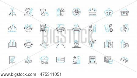 Restaurant Cuisine Linear Icons Set. Italian, Chinese, Mexican, French, Indian, Mediterranean, Thai 