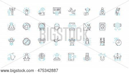 Guiding Principles Linear Icons Set. Values, Ethics, Morality, Integrity, Wisdom, Hsty, Fairness Lin