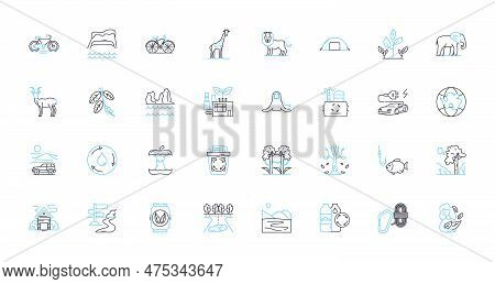 Climate Change Linear Icons Set. Warming, Pollution, Greenhouse, Drought, Flood, Melting, Sustainabi