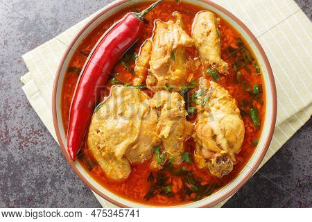 Chicken Curry A Maharashtrian Dish Is Made With Aromatic Malvani Spices And Coconut Closeup On The B