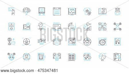 Content Analytics Linear Icons Set. Insights, Optimization, Engagement, Performance, Metrics, Measur