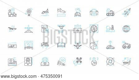 Aviation Linear Icons Set. Aerospace, Airborne, Airline, Airplane, Airway, Altitude, Aviation Line V