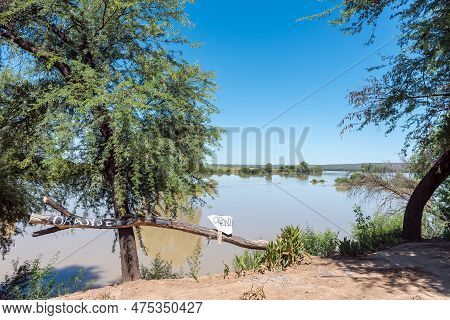 The Flooded Orange River At Samevloeiing Near Douglas Where The Vaal River Join From The Right