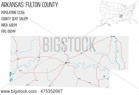 Large And Detailed Map Of Fulton County In Arkansas, Usa.