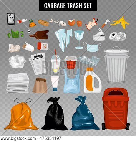 Trash Garbage Set Vector & Photo (Free Trial) | Bigstock