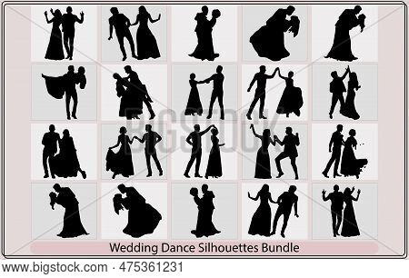 Couple Wedding Dancing Silhouette,male And Female Dancing Silhouettes Collection,bride And Groom In 