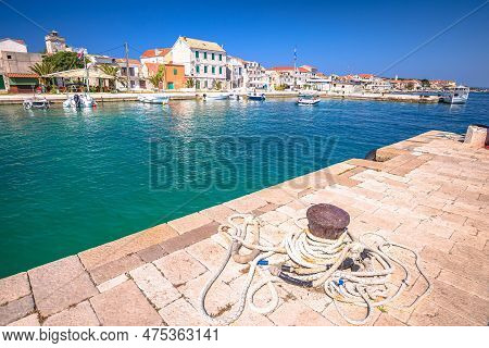 Fishermen Village Waterfront On Krapanj Island View,  Sea Sponge Harvesting Village, Sibenik Archipe