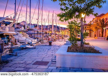 Village Of Sali On Dugi Otok Island Colorful Harbor Sunset View, Dalmatia Archipelago Croatia