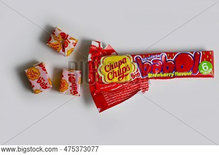 April 20, 2023 Ukraine City Kyiv Chewing Gum Chupa Chups Babol On A Light Background
