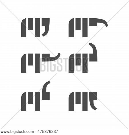 Vector Is An Image Of An Elephant. Outline Comma M. Comma As Elephant Trunk In Various Positions.