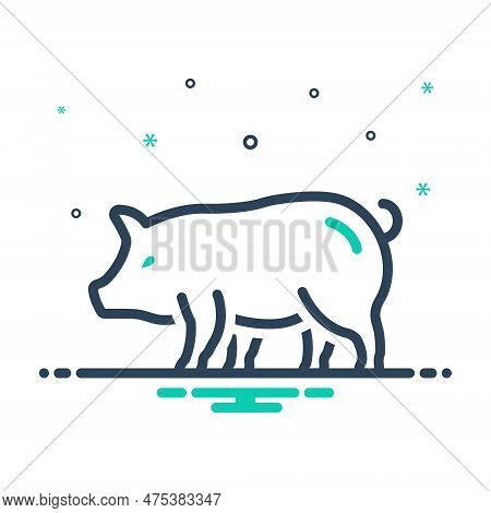 Mix Icon For Pig Hog Boar Porker Swine Piglet Piggy Animal Livestock Domestic Cattle