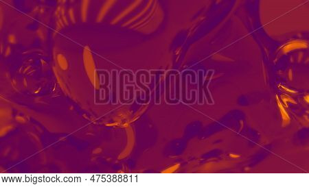 Orange And Rose Gauzy Glass Metaspheres Backdrop - Abstract 3d Illustration