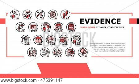 Evidence Crime Police Scene Board Landing Web Page Vector. Detective Criminal, Murder Office, Inform