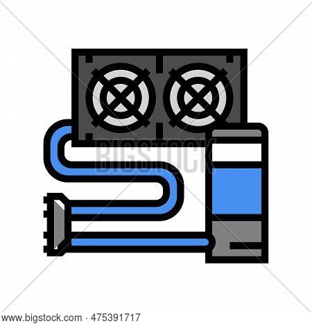 Liquid Cooling Gaming Pc Color Icon Vector. Liquid Cooling Gaming Pc Sign. Isolated Symbol Illustrat