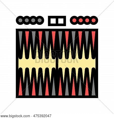 Backgammon Game Board Table Color Icon Vector. Backgammon Game Board Table Sign. Isolated Symbol Ill
