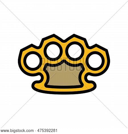 Brass Knuckles Weapon Military Color Icon Vector. Brass Knuckles Weapon Military Sign. Isolated Symb