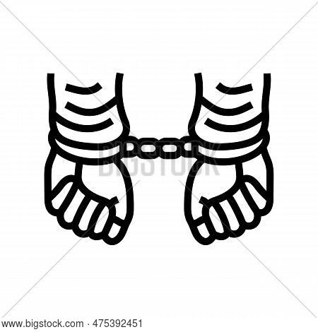 Handcuffed Hands Crime Line Icon Vector. Handcuffed Hands Crime Sign. Isolated Contour Symbol Black 