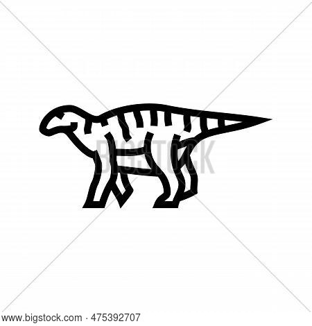Iguanodon Dinosaur Animal Line Icon Vector. Iguanodon Dinosaur Animal Sign. Isolated Contour Symbol 