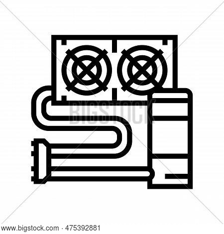 Liquid Cooling Gaming Pc Line Icon Vector. Liquid Cooling Gaming Pc Sign. Isolated Contour Symbol Bl
