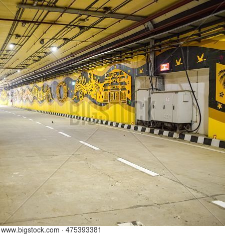 New Delhi, India, June 21 2022 - Pm Narendra Modi Dedicate Pragati Tunnel And Five Underpass Of Prag