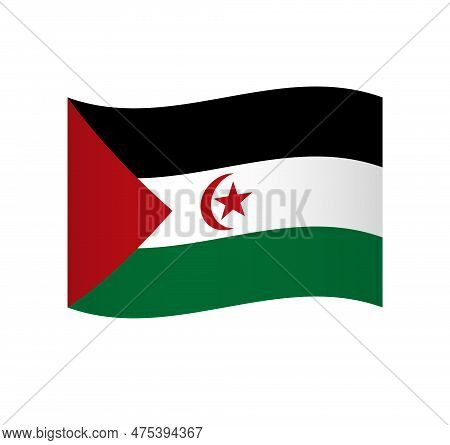 Sahrawi Arab Democratic Republic Flag - Simple Wavy Vector Icon With Shading.
