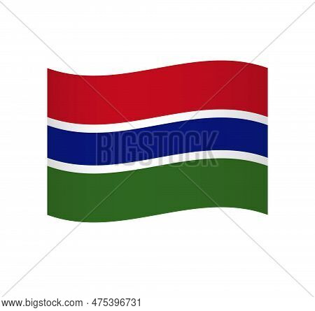 Gambia Flag - Simple Wavy Vector Icon With Shading.