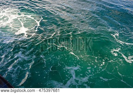 Top View Of Sea Or Ocean Water, Blue Salty Sea Water Texture, Istanbul Turkey Seaside