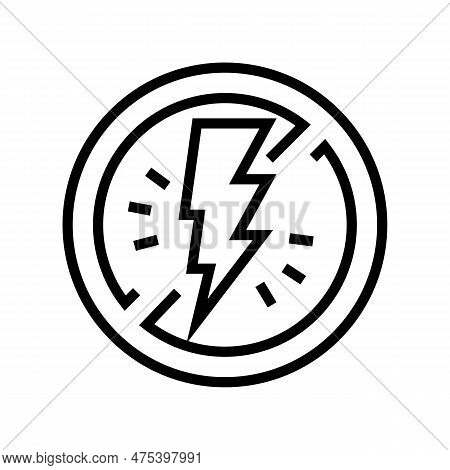 Alert Electricity Line Icon Vector. Alert Electricity Sign. Isolated Contour Symbol Black Illustrati