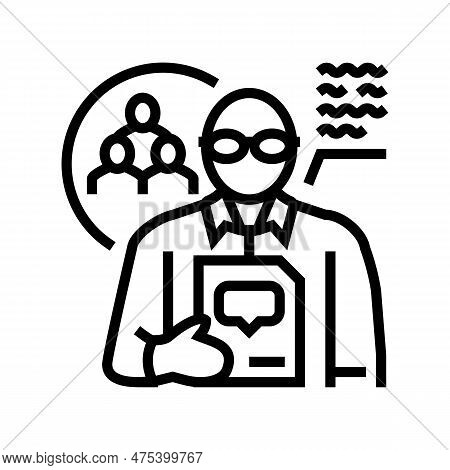 Social Scientists Worker Line Icon Vector. Social Scientists Worker Sign. Isolated Contour Symbol Bl
