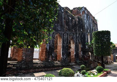 Ancient Ruins Buildings And Antique Architecture Of King Narai Ratchaniwet Palace For Thai People An