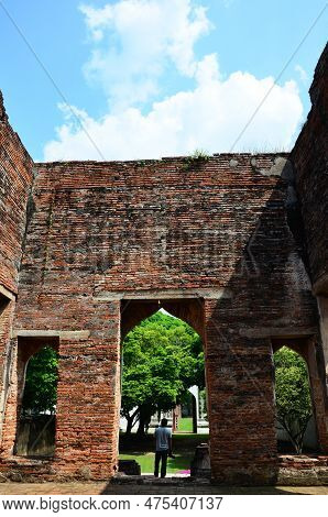 Ancient Ruins Buildings And Antique Architecture Of King Narai Ratchaniwet Palace For Thai People An