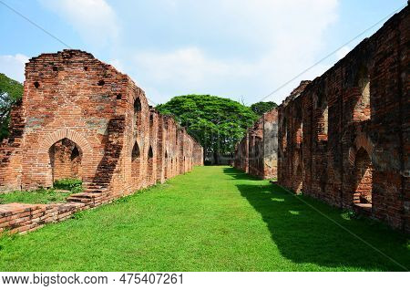 Ancient Ruins Buildings And Antique Architecture Twelve Royal Storage Of King Narai Ratchaniwet Pala