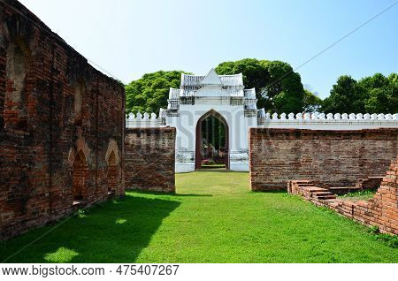 Ancient Ruins Buildings And Antique Architecture Palace Inner Gate Of King Narai Ratchaniwet Palace